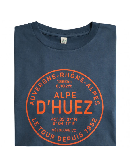 Alpe D'Huez Orange Roundel Organic Denim T-shirt