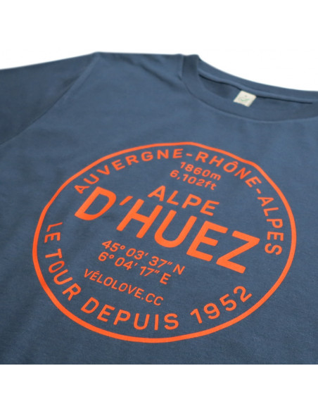 Alpe D'Huez Orange Roundel Organic Denim T-shirt