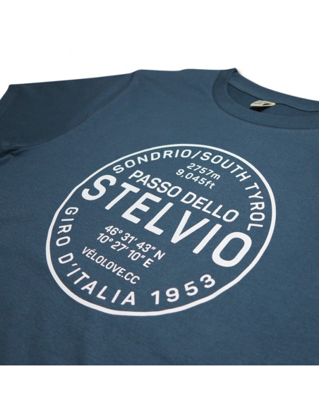 Stelvio Denim Blue and White Organic Tshirt