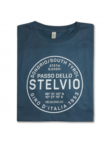Stelvio Denim Blue and White Organic Tshirt