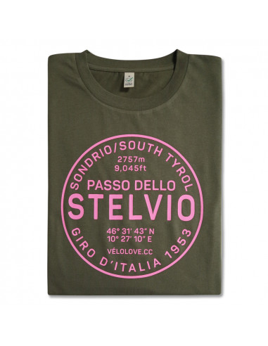 Stelvio Army Green and Pink Organic Tshirt