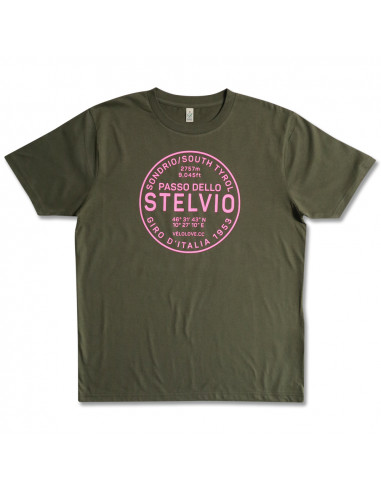 Stelvio Army Green and Pink Organic Tshirt