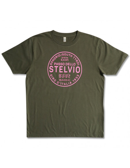 Stelvio Army Green and Pink Organic Tshirt