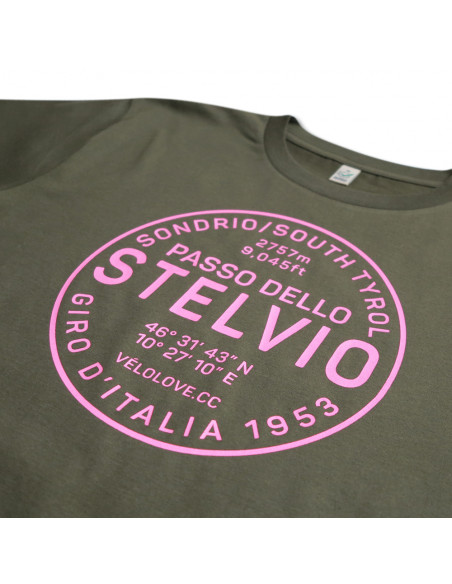 Stelvio Army Green and Pink Organic Tshirt