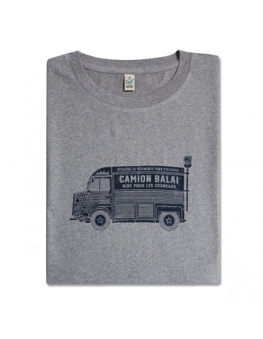 Vélolove Citroen H Van Broom Wagon Organic Melange Grey Tshirt