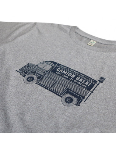 Vélolove Citroen H Van Broom Wagon Organic Melange Grey Tshirt