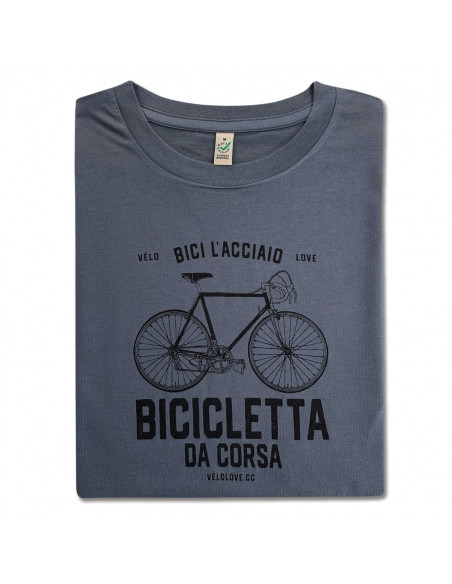 Bicicletta da Corsa Organic Light Charcoal and Black T-shirt