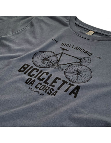 Bicicletta da Corsa Organic Light Charcoal and Black T-shirt