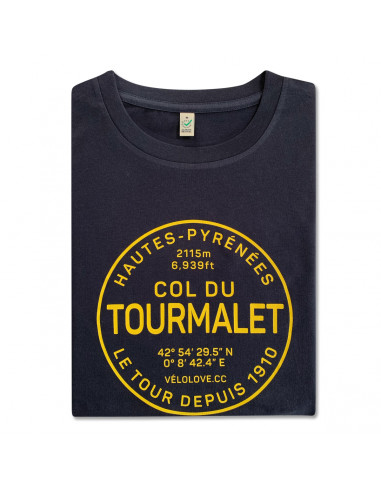 Col Du Tourmalet Navy and Yellow Organic T-shirt