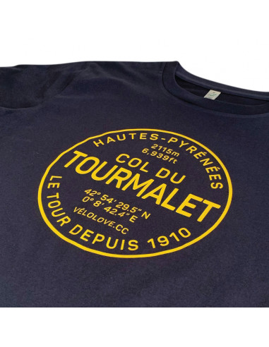 Col Du Tourmalet Navy and Yellow Organic T-shirt