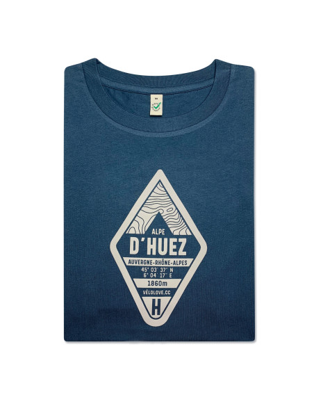 Alpe D'Huez Badge Organic Denim Blue Tshirt