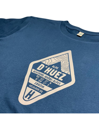 Alpe D'Huez Badge Organic Denim Blue Tshirt
