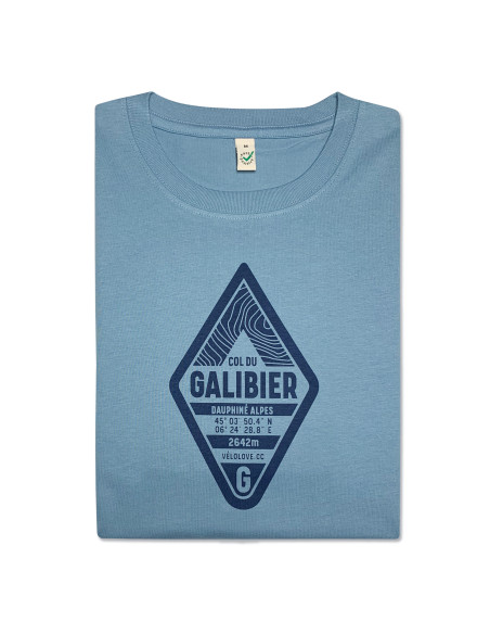Col du Galibier Badge Organic Dusk Blue Tshirt
