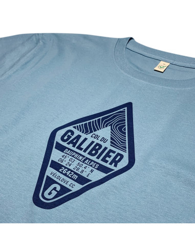 Col du Galibier Badge Organic Dusk Blue Tshirt