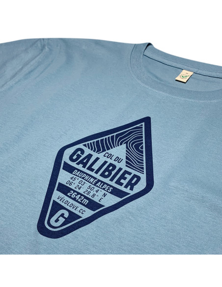 Col du Galibier Badge Organic Dusk Blue Tshirt