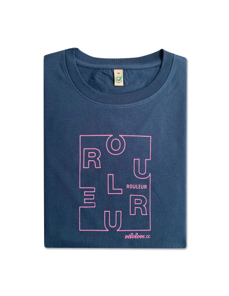 Rouleur Letter Graphic Denim Blue Organic tshirt