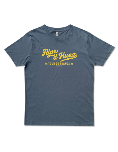 Alpe D'Huez Grey and Yellow Organic Tshirt