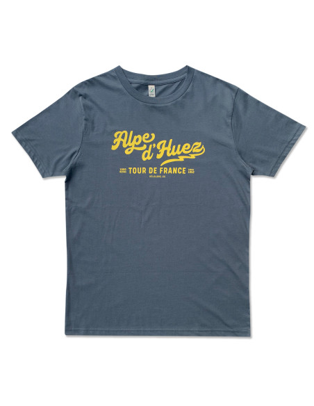 Alpe D'Huez Grey and Yellow Organic Tshirt