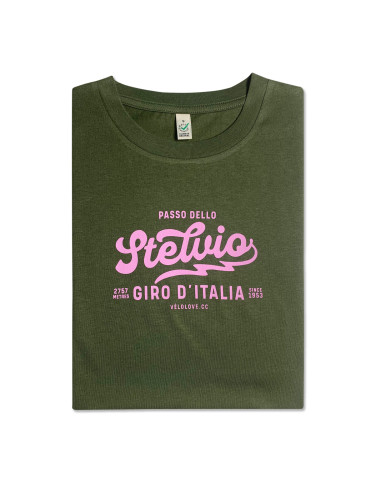 Stelvio Script Style Moss Green Organic Tshirt
