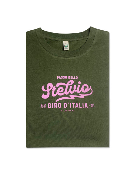 Stelvio Script Style Moss Green Organic Tshirt