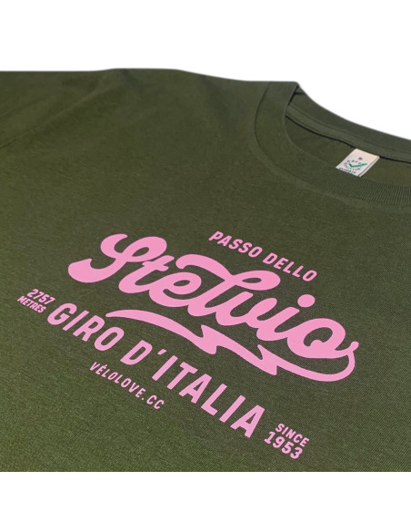 Stelvio Script Style Moss Green Organic Tshirt