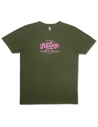 Stelvio Script Style Moss Green Organic Tshirt