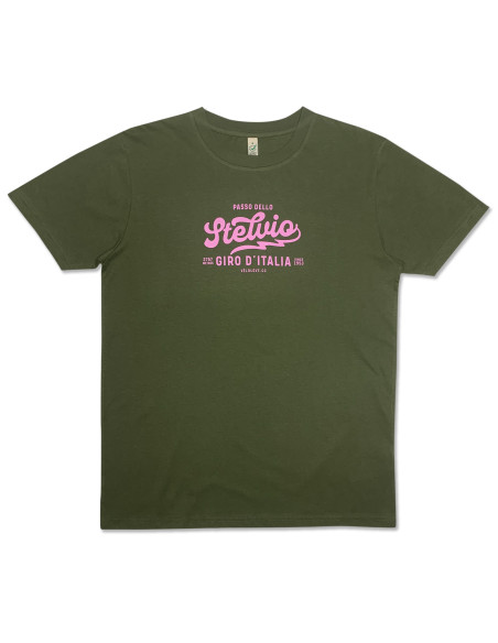 Stelvio Script Style Moss Green Organic Tshirt