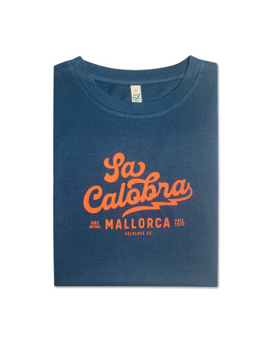 Sa Calobra Script Denim Blue Organic Tshirt