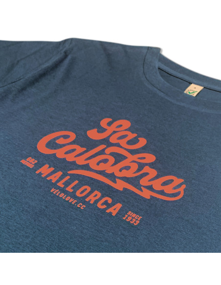 Sa Calobra Script Denim Blue Organic Tshirt