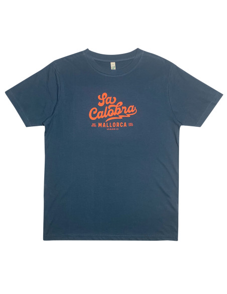 Sa Calobra Script Denim Blue Organic Tshirt