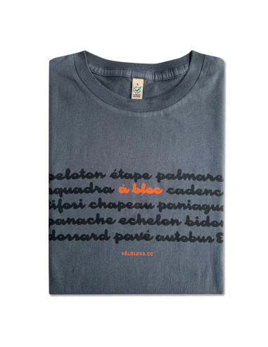 A Bloc Cycling Lingo Organic Light Charcoal T-shirt