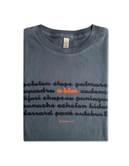 A Bloc Cycling Lingo Organic Light Charcoal T-shirt