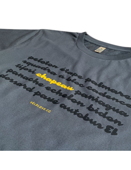 Chapeau Cycling Lingo Organic Light Charcoal T-shirt