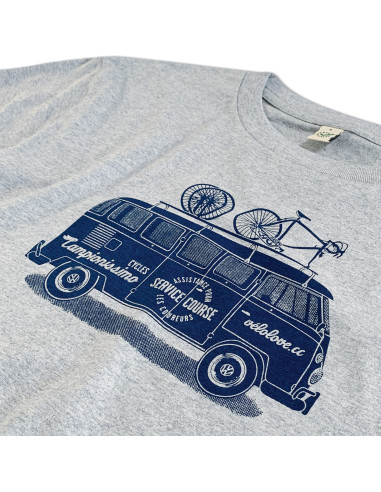 April tee of the Month VW Service Course Combi Van Grey Organic Tshirt