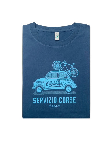Fiat 500 Servizio Corse Denim Blue Tshirt
