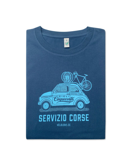 Fiat 500 Servizio Corse Denim Blue Tshirt
