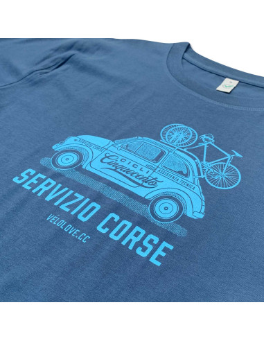 Fiat 500 Servizio Corse Denim Blue Tshirt